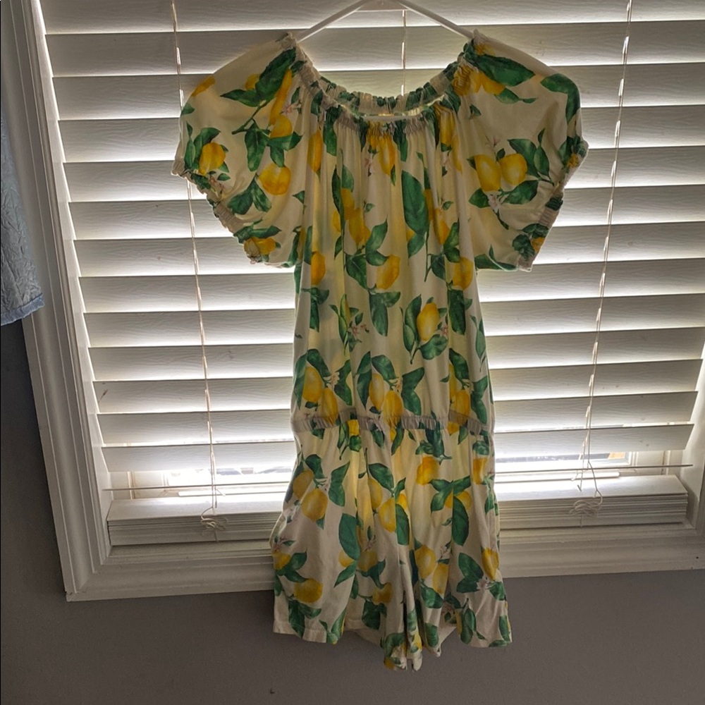 Lemon Print Off-Shoulder Romper